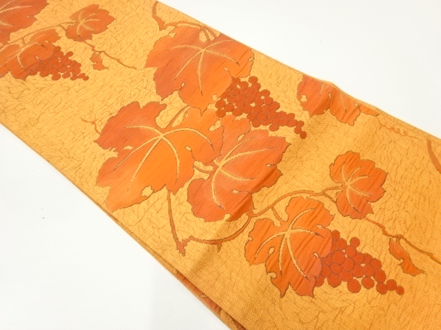 JAPANESE NAGOYA OBI / WOVEN GRAPE ARABESQUE